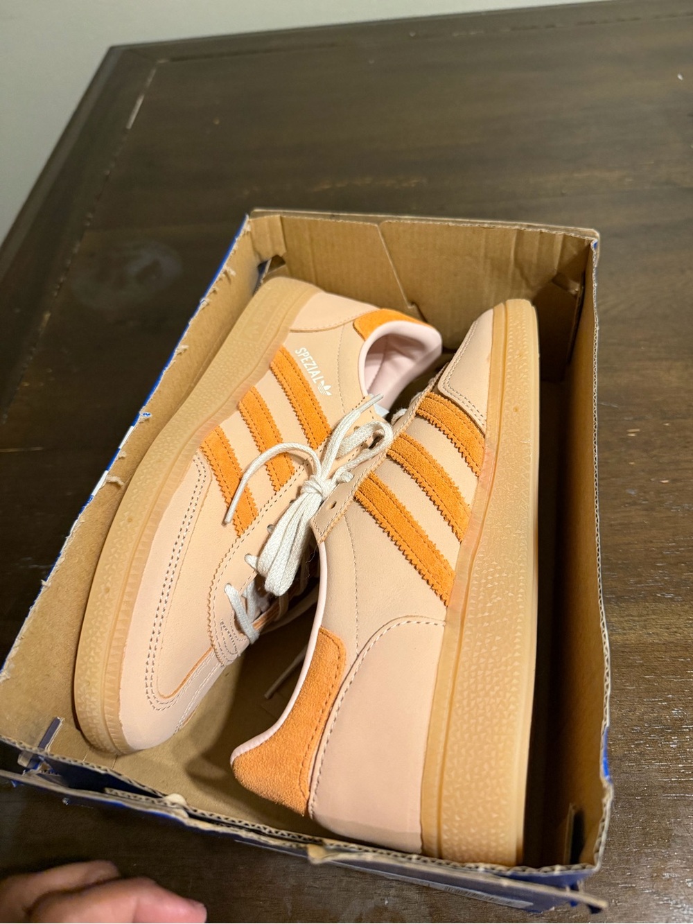adidas Spezial Women's Sneakers in Peach and Orange Suede Accents - Picture 7 of 8
